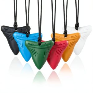 Autism Chew Toys Silicone Shark Tooth Necklace-0