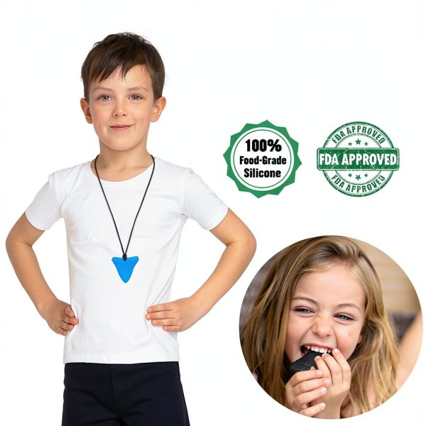 Autism Chew Toys Silicone Shark Tooth Necklace-2