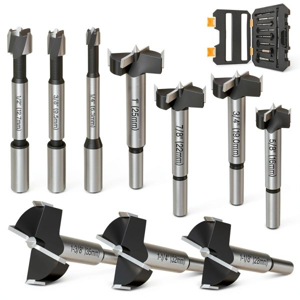 Forstner Drill Bit Set Lytool 10 Piece Carbide Tipped Woodworking Bits-0