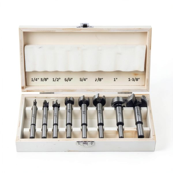 HPHOPE Forstner Bit Set 8Pcs - Forstner Bits for Wood, Wood Drilling with Storage Case-0