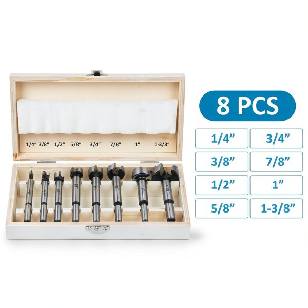 HPHOPE Forstner Bit Set 8Pcs - Forstner Bits for Wood, Wood Drilling with Storage Case-6